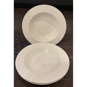 Oneida Wicker Basket Weave 9" Bowl Rimmed Soup Salad Pasta‎ White Set Of 3